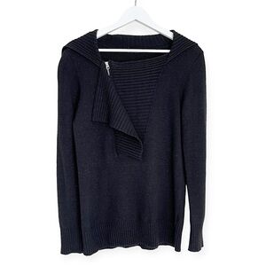 J. Crew Women’s‎ Cashmere Wool Blend Dream Zip Henley Sweater Black Small